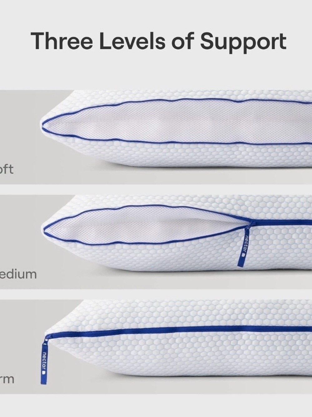 Nectar Tri-Comfort Adjustable Cooling Memory Foam Pillow - Picture 8 of 9